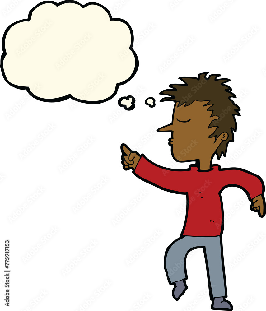 cartoon man pointing with thought bubble cartoon man pointing with thought bubble