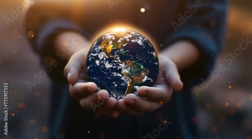 Hands are holding Plannet Earth photo