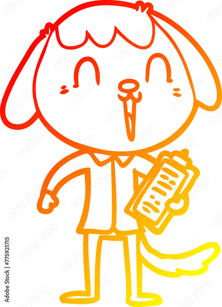 warm gradient line drawing of a cute cartoon dog wearing office shirt warm gradient line drawing of a cute cartoon dog wearing office shirt