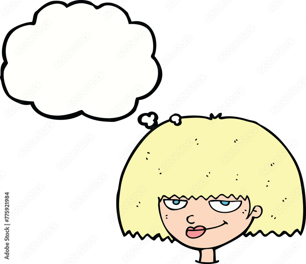 cartoon mean female face with thought bubble cartoon mean female face with thought bubble