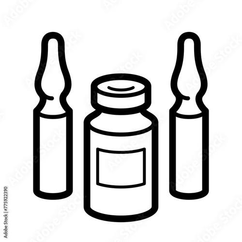Vaccination theme vector illustration of a ampules isolated over white, epidemic or pandemic coronavirus covid 19 or flu or SARS or any other vaccine, pharmacology concept.