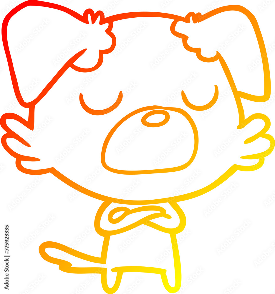 warm gradient line drawing of a cartoon dog warm gradient line drawing of a cartoon dog