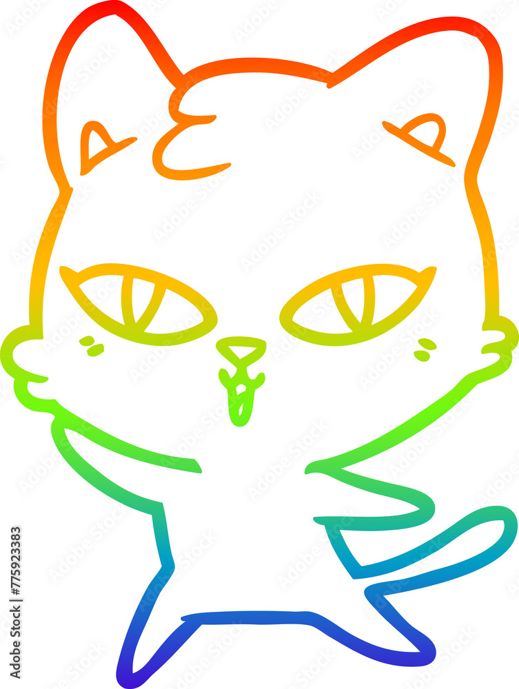 rainbow gradient line drawing of a cartoon cat rainbow gradient line drawing of a cartoon cat