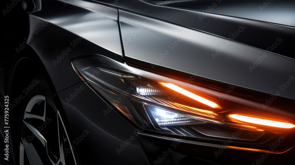 Innovative LED headlights for a car, quality and style in one background