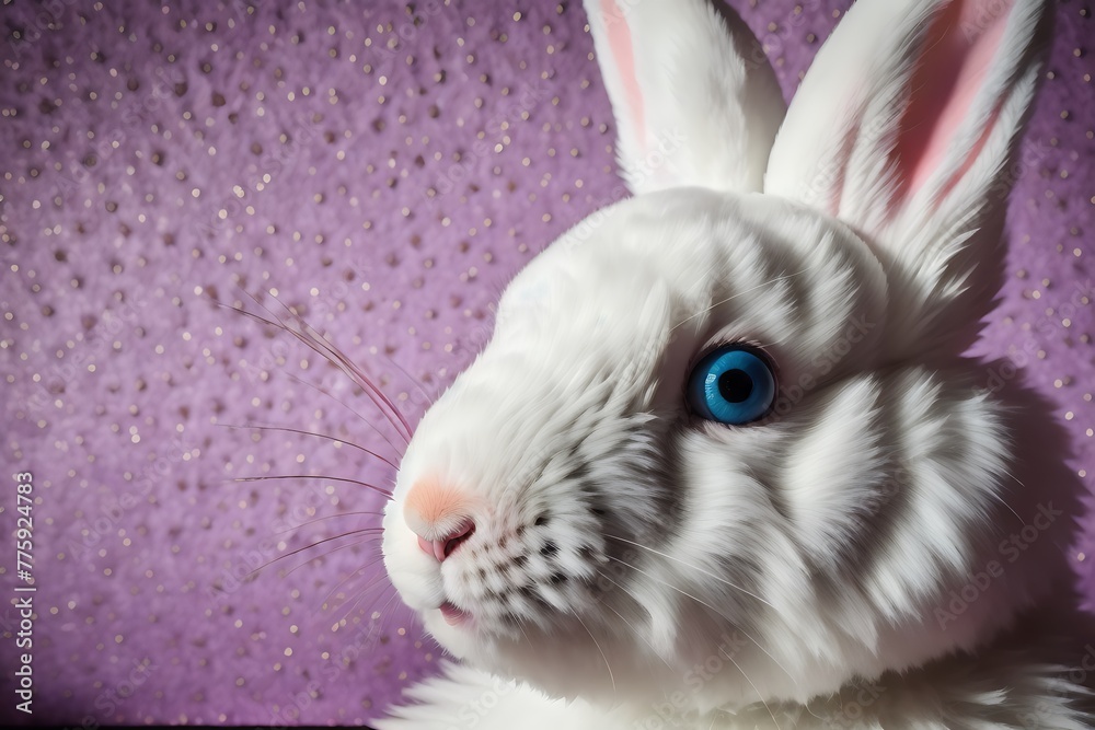 Obraz premium Fluffy Easter Angel: Rainbow Rabbit