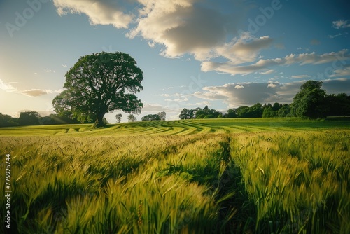 Free photo rice plantation under the sunny sky rice 