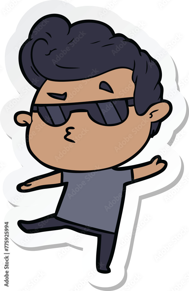 sticker of a cartoon cool guy