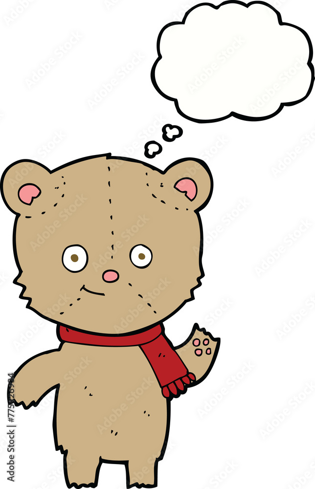 cartoon teddy bear waving with thought bubble cartoon teddy bear waving with thought bubble