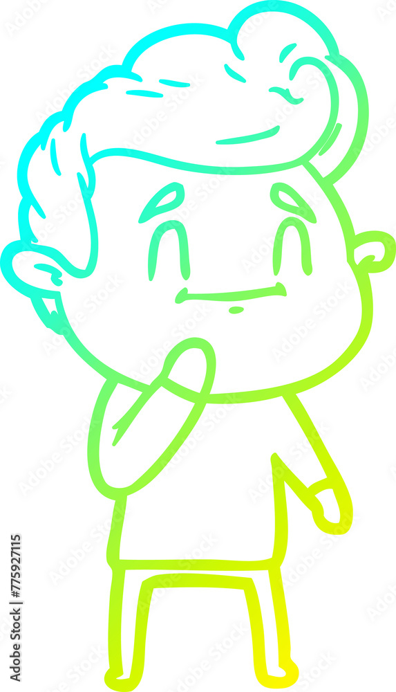cold gradient line drawing of a happy cartoon man cold gradient line drawing of a happy cartoon man
