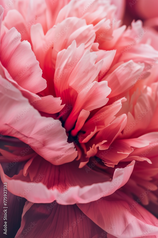 Closeup of a pink peony flower for background