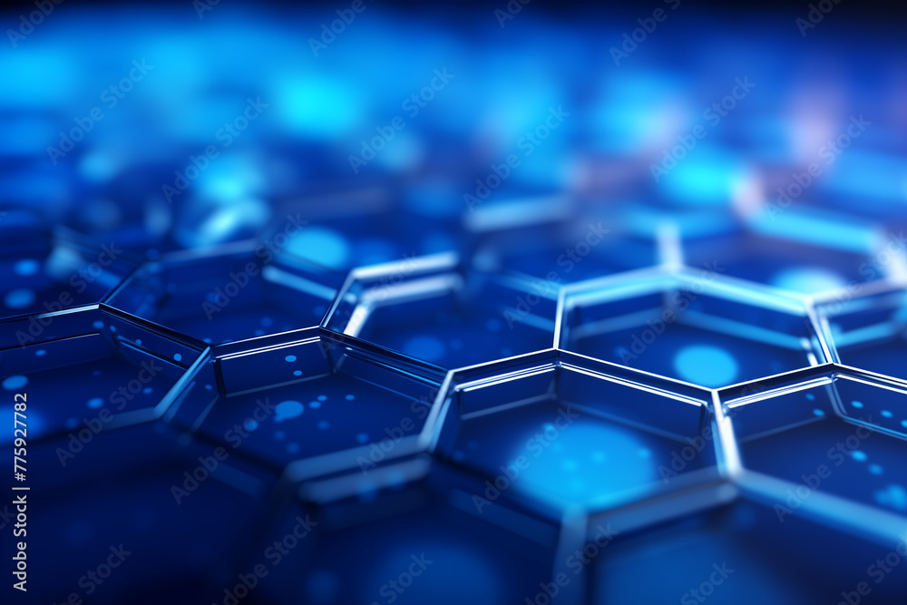 Obraz premium Abstract technology hexagonal digital line electronic network data innovation concept background.