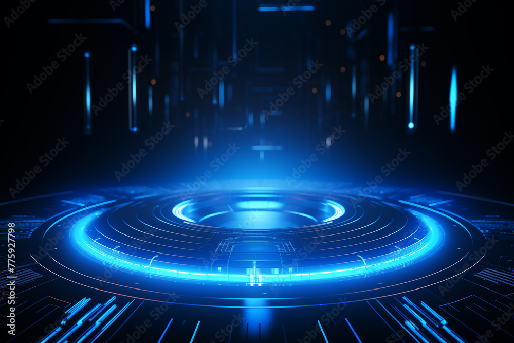 Fototapeta premium Abstract technology circle digital line electronic network data innovation concept background.