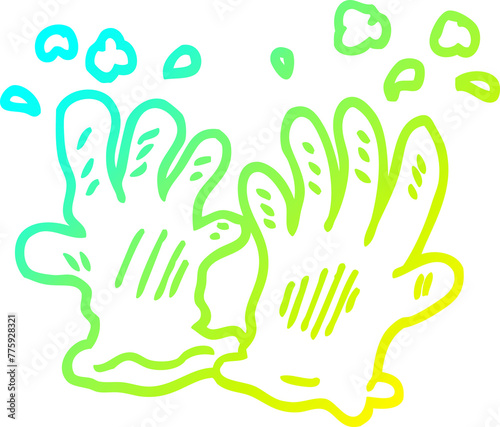 cold gradient line drawing of a cartoon garden gloves