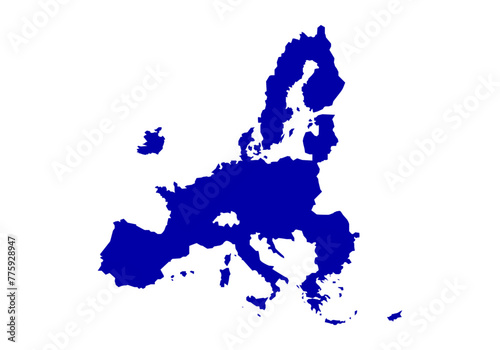 Silueta azul del mapa de la Unión Europea o UE