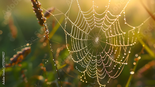 spider web in the morning dew