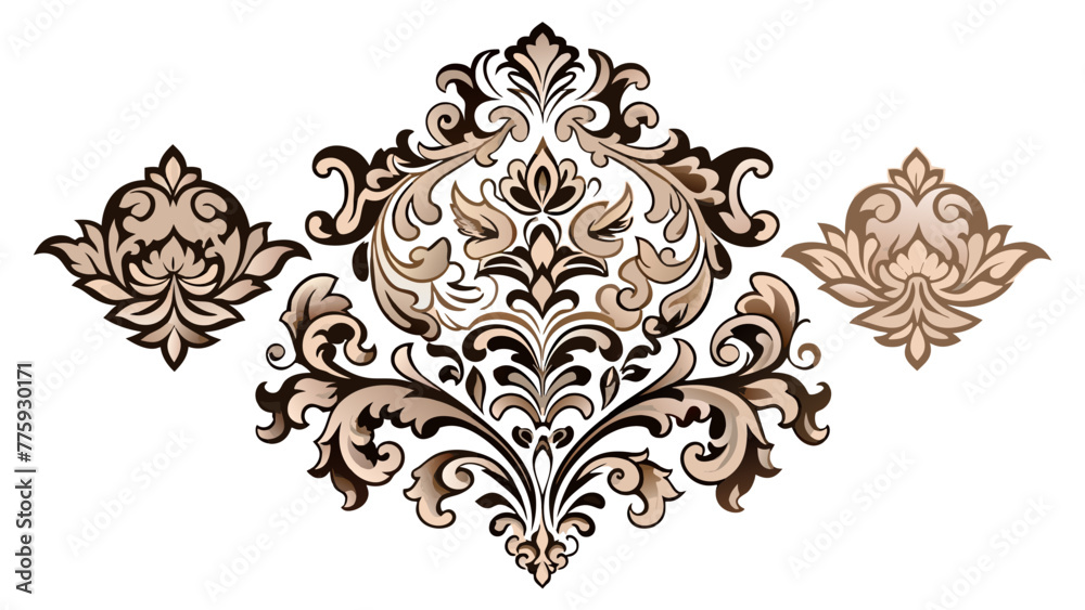 set-of-damask-ornamental-elements-elegant-vector illustration set-of-damask-ornamental-elements-elegant-vector illustration