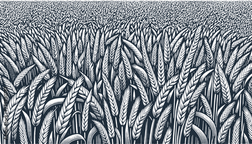 Field of Wheat. Vintage woodcut linocut style vector illustration. photo
