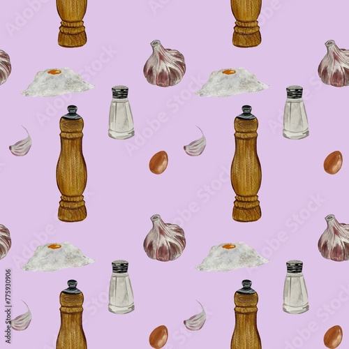 Pepper salt shaker flour purple watercolor pattern
