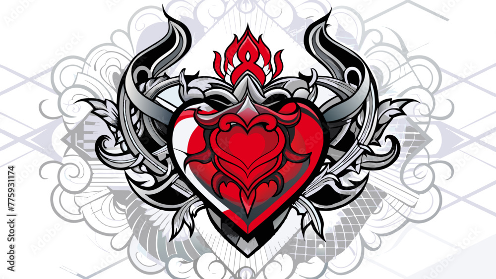 tattoo-heart-vector illustration tattoo-heart-vector illustration