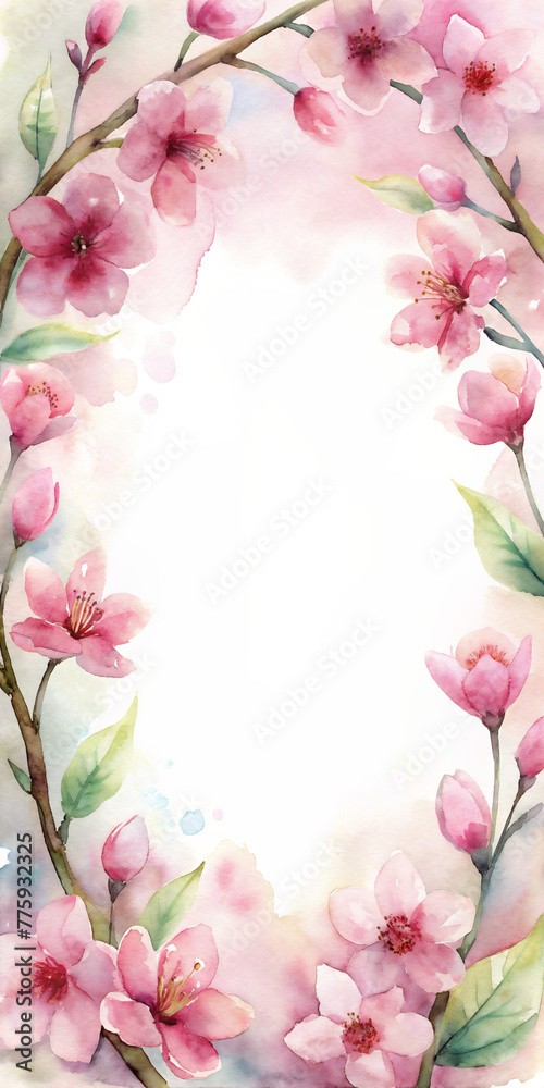 background with spring sakura and space for text