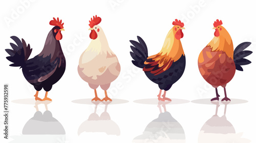 Poultry flat vector icon Flat design of hen or chik