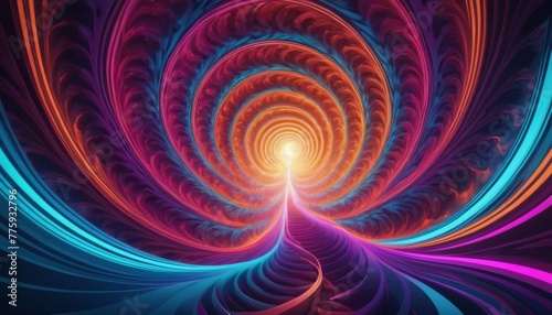 A captivating and colorful fractal vortex spiraling into infinity  perfect for concepts of mathematics  physics  and abstract art