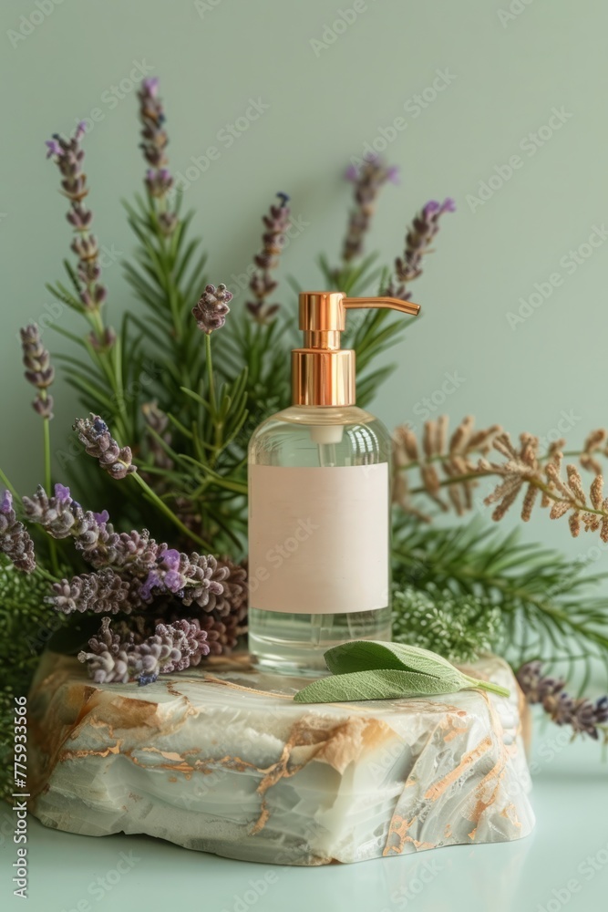 Elegant Soap Dispenser with Lavender and Greenery