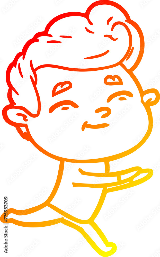 warm gradient line drawing of a running cartoon man warm gradient line drawing of a running cartoon man