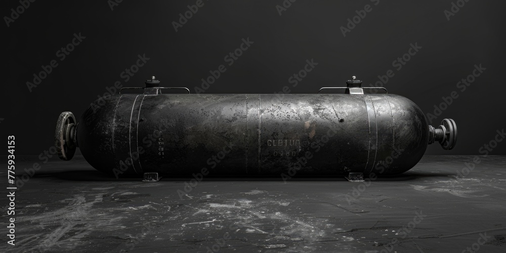 Large metal tank on the floor, suitable for industrial concepts Large metal tank on the floor, suitable for industrial concepts