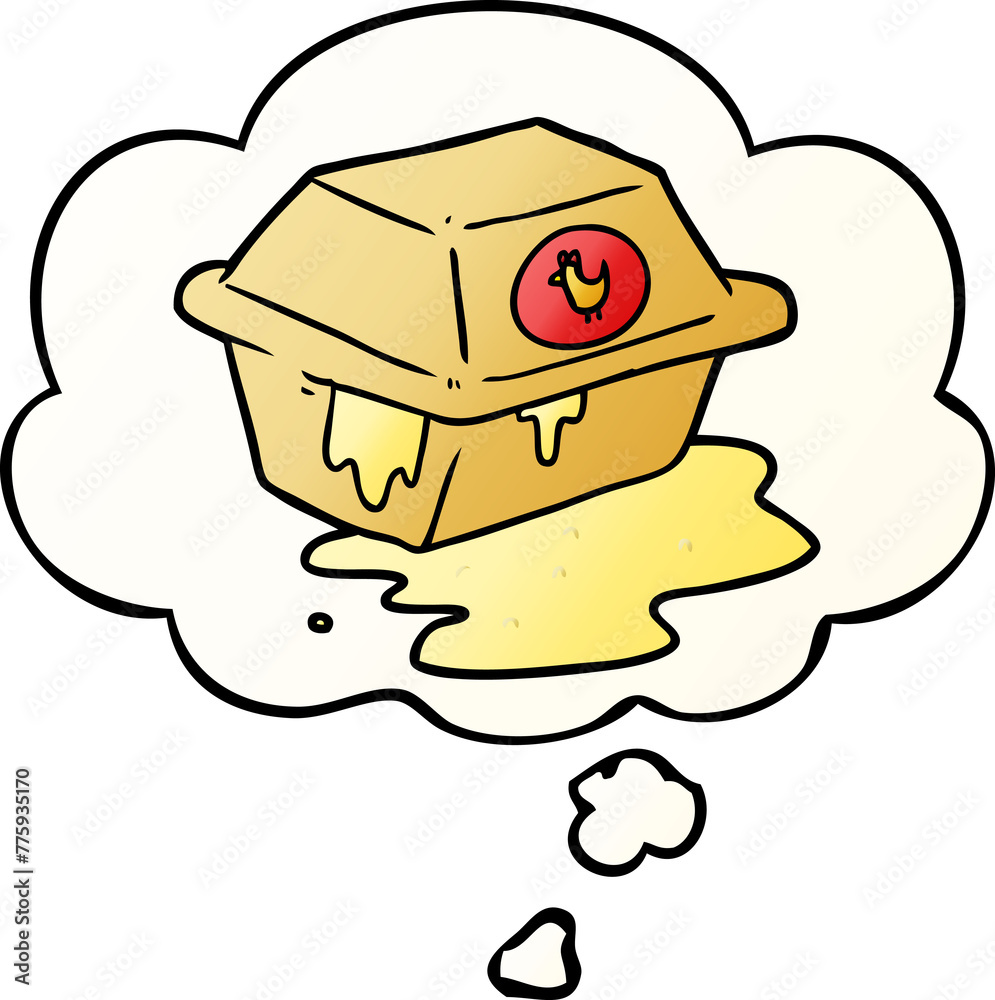 cartoon take out with thought bubble in smooth gradient style cartoon take out with thought bubble in smooth gradient style