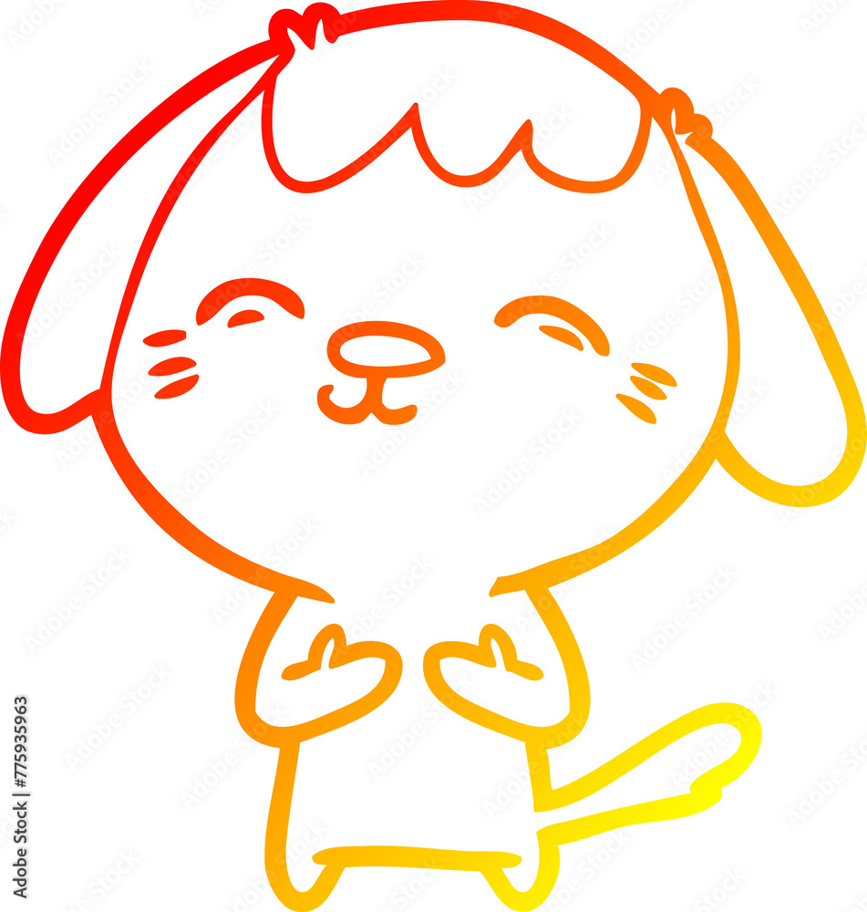 warm gradient line drawing of a happy cartoon dog warm gradient line drawing of a happy cartoon dog