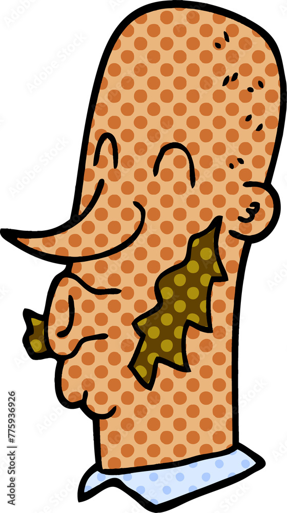 cartoon doodle man with muttonchop facial hair