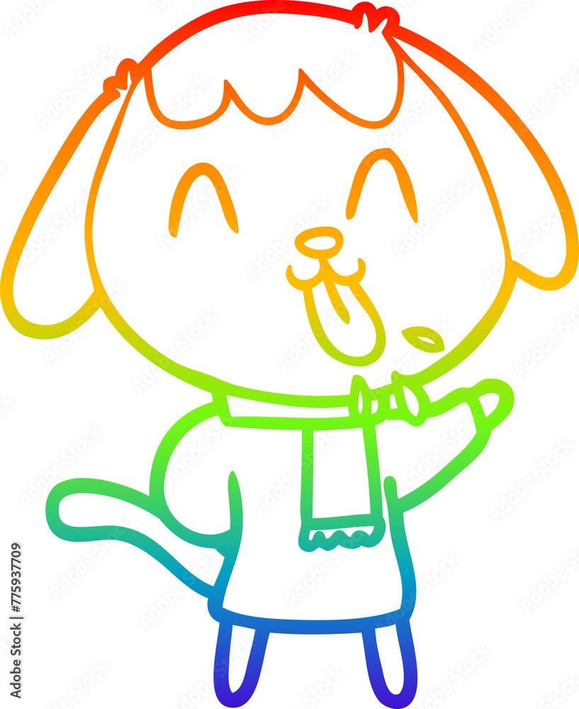 rainbow gradient line drawing of a cute cartoon dog rainbow gradient line drawing of a cute cartoon dog