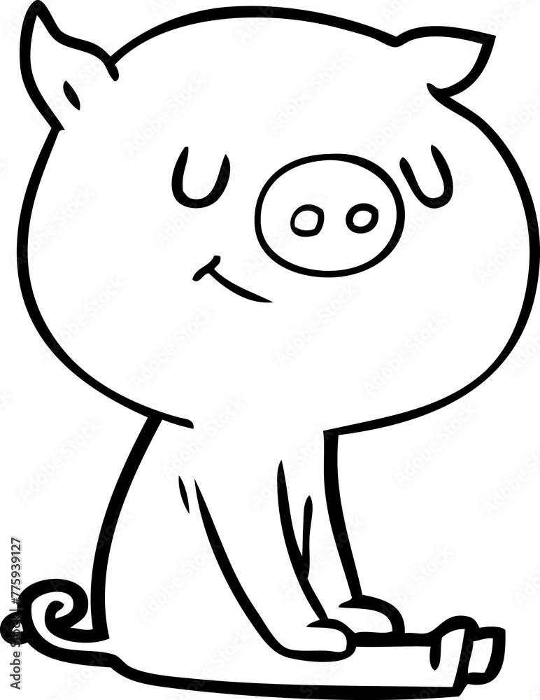 happy cartoon pig sitting happy cartoon pig sitting