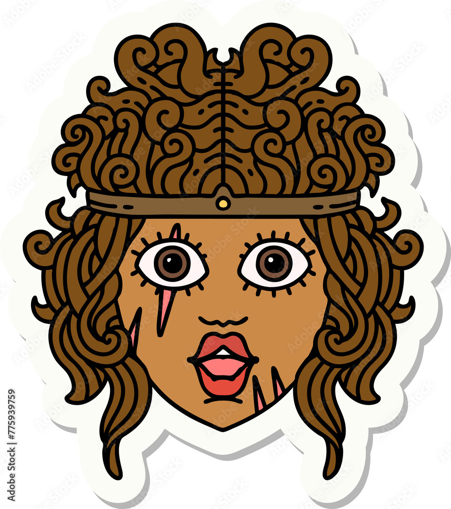 sticker of a human barbarian character sticker of a human barbarian character