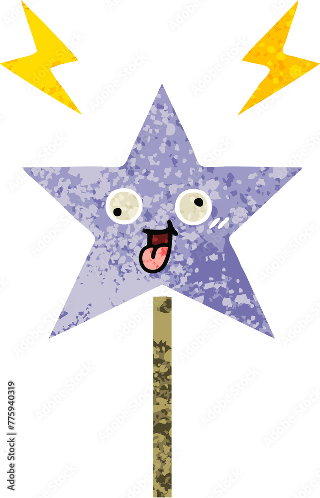retro illustration style cartoon of a magic wand retro illustration style cartoon of a magic wand