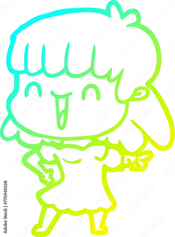 cold gradient line drawing of a cartoon woman cold gradient line drawing of a cartoon woman