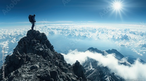 Awe-Inspiring Summit: Person Conquers the Peak