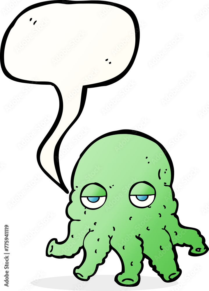 cartoon alien squid face with speech bubble cartoon alien squid face with speech bubble