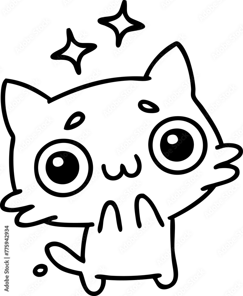 cute line doodle of an amazed cat cute line doodle of an amazed cat