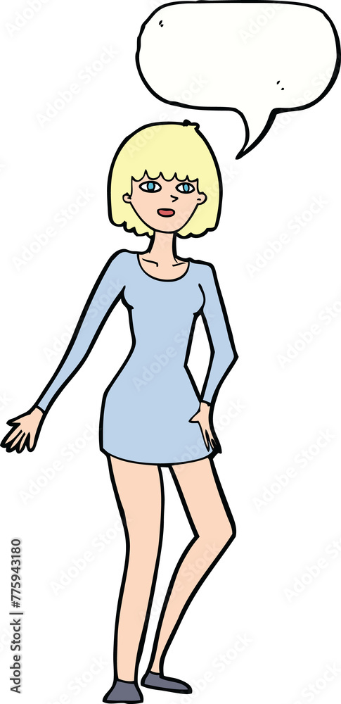 cartoon woman in dress with speech bubble cartoon woman in dress with speech bubble
