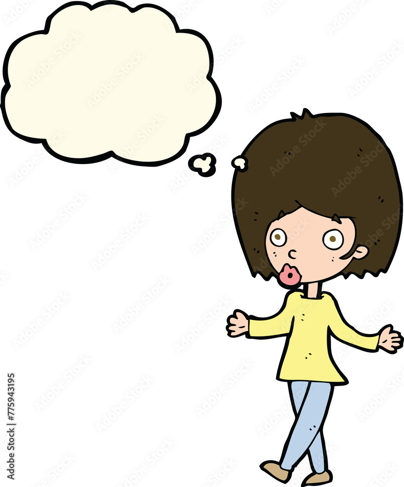 cartoon confused woman with thought bubble cartoon confused woman with thought bubble