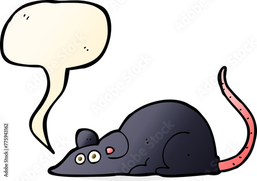 cartoon black rat with speech bubble