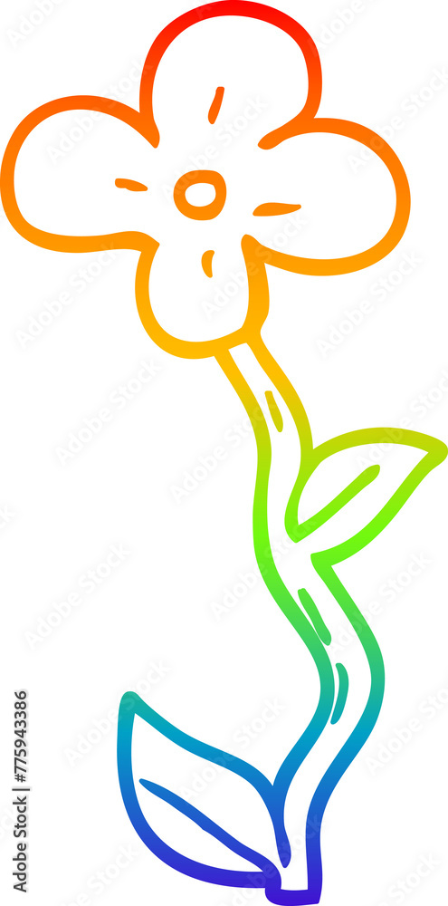 Fototapeta premium rainbow gradient line drawing of a cartoon flower