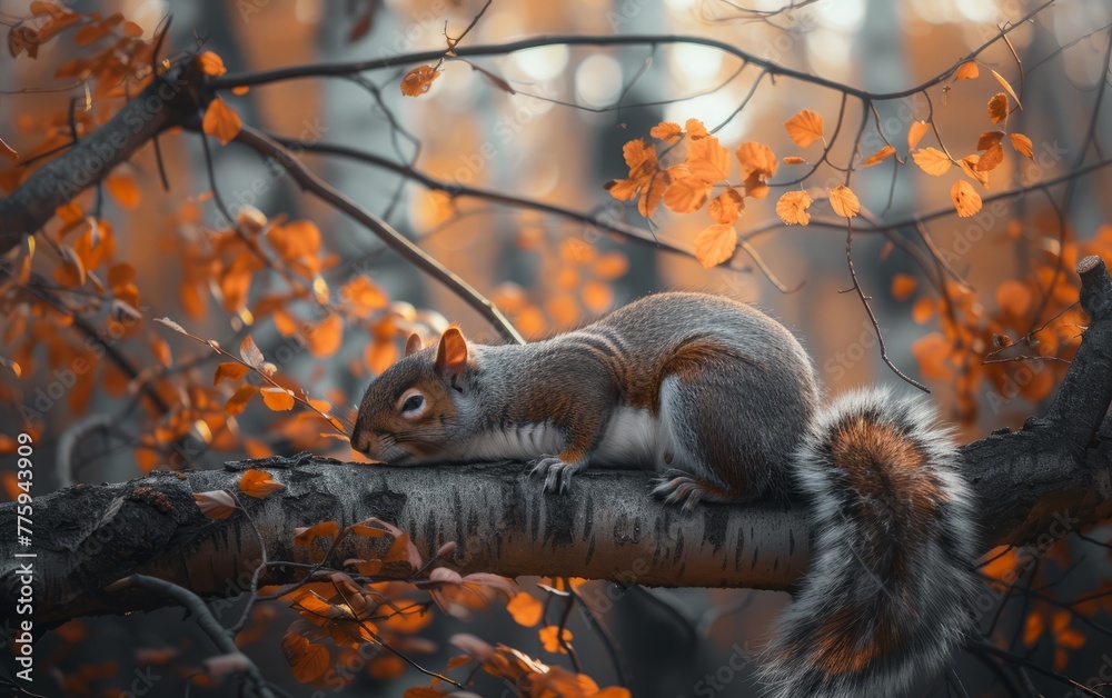 Autumn Squirrel on a Branch