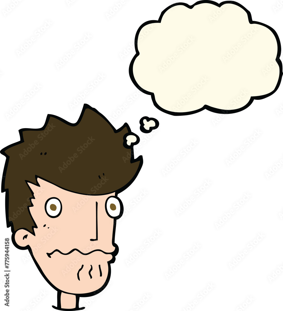 cartoon nervous man with thought bubble cartoon nervous man with thought bubble