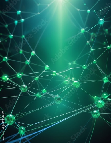 A vivid depiction of a network structure with glowing nodes and interconnected lines symbolizing connectivity and data exchange