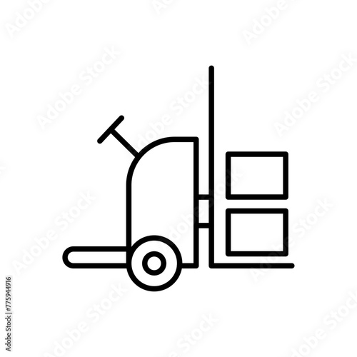 Forklift outline icons, minimalist vector illustration ,simple transparent graphic element .Isolated on white background