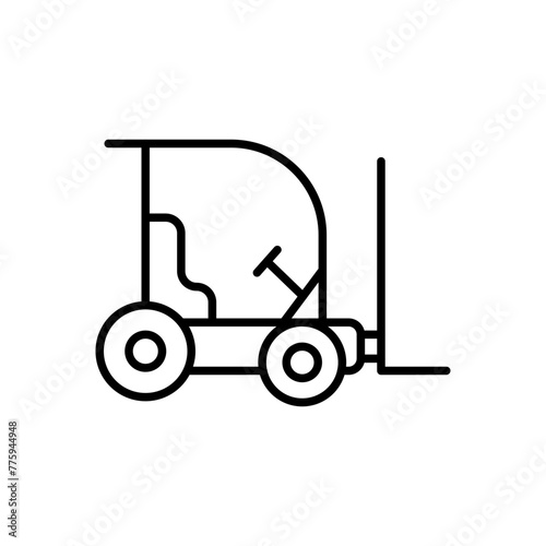 Forklift outline icons, minimalist vector illustration ,simple transparent graphic element .Isolated on white background