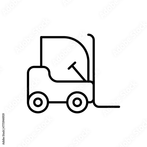 Forklift outline icons, minimalist vector illustration ,simple transparent graphic element .Isolated on white background